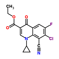 1-环丙基-6-氟-7-氯-1,4-二氢-8-氰基-4-氧代-3-喹啉羧酸乙酯结构式