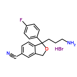 1-(3-Aminopropyl)-1-(4-fluorophenyl)-1,3-dihydro-2-benzofuran-5-carbonitrile hydrobromide (1:1)结构式