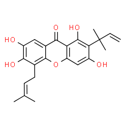 2-(1,1-Dimethyl-2-propenyl)-5-(3-methyl-2-butenyl)-1,3,6,7-tetrahydroxy-9H-xanthen-9-one Structure