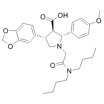 (2R,3R,4S)-4-(1,3-苯并二氧戊环-5-基)-1-[2-(二丁基氨基)-2-氧代乙基]-2-(4-甲氧基苯基)吡咯烷-3-羧酸结构式