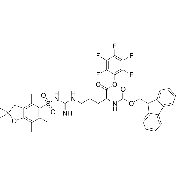 N-ALPHA-芴甲氧羰基-N-GAMMA-(2,2,4,6,7-五甲基二氢苯并呋喃-5-磺酰基)-L-精氨酸五氟苯酯结构式
