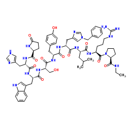 (Des-Gly10,D-Tyr5,D-His(Bzl)6,Pro-NHEt9)-LHRH trifluoroacetate salt结构式