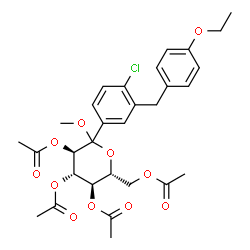 (3R,4S,5R,6R)-6-(乙酰氧基甲基)-2-(4-氯-3-(4-乙氧基苄基)苯基)-2-甲结构式