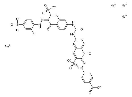 4-[[1-羟基-6-[[[[5-羟基-6-[(2-甲基-4-磺基苯基)偶氮]-7-磺基-2-萘基]氨基]羰基]氨基]-3-磺基-2-萘基]偶氮]苯甲酸钠盐结构式