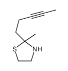Thiazolidine, 2-methyl-2-(3-pentynyl)-结构式