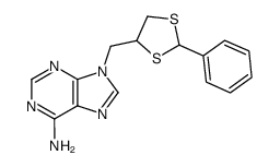 9-((RS)-2-phenyl-1,3-dithiolane-4-ylmethyl)adenine结构式