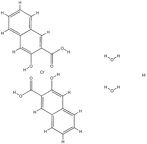 二水合二[3-羟基-2-萘甲酸根-O2,O3]合铬酸氢盐 3-羟基-2-萘甲酸-铬配合物结构式