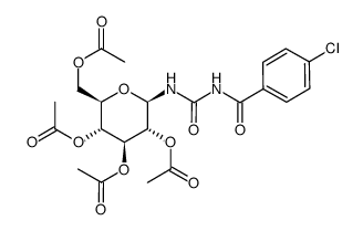 N-(4-chlorobenzoyl)-N'-(2,3,4,6-tetra-O-acetyl-β-D-glucopyranosyl)urea结构式