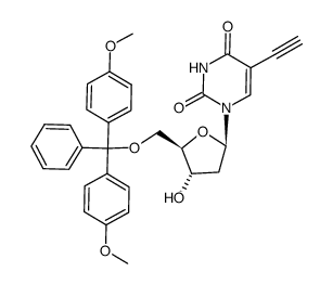 5'-O-(4,4'-dimethoxytrityl)-5-(1-phenyl-1H-1,2,3-triazol-4-yl)-2'-deoxyuridine结构式