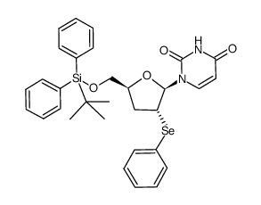 1-(5-O-(tert-butyldiphenylsilyl)-3-deoxy-2-Se-phenyl-2-seleno-β-D-erythro-pentofuranosyl)uracil结构式