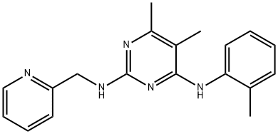 5,6-二甲基-N4-(2-甲基苯基)-N2-(吡啶-2-基甲基)嘧啶-2,4-二胺结构式