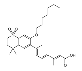 (2E,4E,6E)-7-(7-heptoxy-4,4-dimethyl-1,1-dioxo-2,3-dihydrothiochromen-6-yl)-3-methylocta-2,4,6-trienoic acid结构式