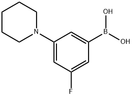 3-氟-5-(哌啶-1-基)苯基硼酸结构式