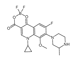 1-cyclopropyl-7-(3-methylpiperazin-1-yl)-6-fluoro-8-methoxy-4-oxo-1,4-dihydro-3-quinoline carboxylic acid boron difluoride chelate Structure