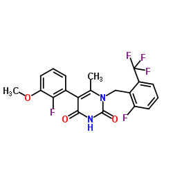 5-(2-氟-3-甲氧基苯基)-1-[[2-氟-6-(三氟甲基)苯基]甲基]-6-甲基-2,4(1H,3H)-嘧啶二酮结构式