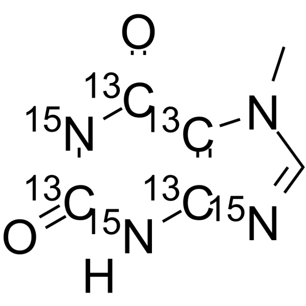 1,7-二甲基黄嘌呤-2,4,5,6-13C4-1,3,9-15N3结构式