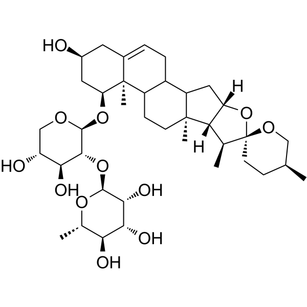 25(S)-鲁斯可皂苷元-1-O-α-L-吡喃鼠李糖基-(1→2)-β-D-吡喃木糖苷图片