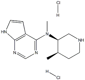 N-甲基-N-((3R,4R)-4-甲基哌啶-3-基)-7H-吡咯并[2,3-D]嘧啶-4-胺盐酸盐结构式