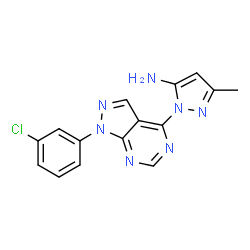 1-[1-(3-Chlorophenyl)-1H-pyrazolo[3,4-d]pyrimidin-4-yl]-3-methyl-1H-pyrazol-5-amine Structure