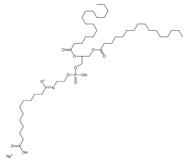 1,2-二棕榈酰基-sn-甘油-3-磷酸乙醇胺-N-(十二烷酰基)(钠盐)结构式