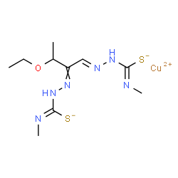 (3-ethoxy-2-oxobutraldehyde bis(N(4),N(4)-dimethylthiosemicarbazonato))copper(II)结构式