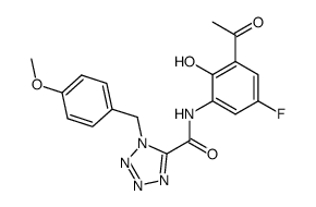 1-(4-methoxy-benzyl)-1H-tetrazole-5-carboxylic acid 3-acetyl-5-fluoro-2-hydroxy-anilide Structure