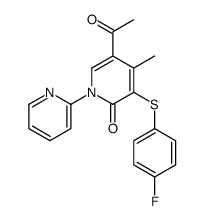 5-acetyl-3-(4-fluorophenyl)sulfanyl-4-methyl-1-pyridin-2-ylpyridin-2-one Structure