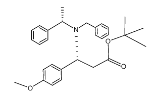 tert-butyl (3R,αS)-3-[N-benzyl-N-(α-methylbenzyl)-amino]-3-(4'-methoxyphenyl)propanoate Structure