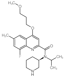 (3R)-3-[[[8-氟-4-(3-甲氧基丙氧基)-6-甲基-2-喹啉]羰基](1-甲基乙基)氨基]-1-哌啶羧酸 1,1-二甲基乙酯结构式