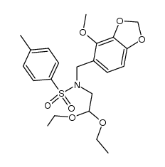 N-(2-methoxy-3,4-methylenedioxybenzyl)-N-(p-toluene-sulfonyl)aminoacetaldehyde diethylacetal结构式