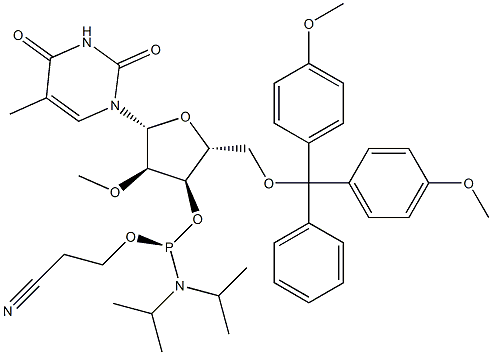 2'-甲氧基-5-甲基尿苷亚磷酰胺单体结构式