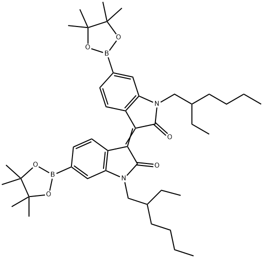 N,N'-Bis(2-ethylhexyl)-6,6'-bis(4,4,5,5-tetramethyl-1,3,2-dioxaborolan-2-yl)isoindigo Structure