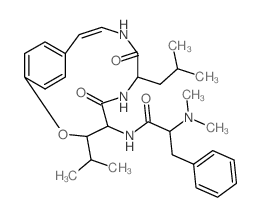 L-Leucinamide,N,N-dimethyl-L-phenylalanyl-(3S)-3-hydroxy-L-leucyl-N-[(1Z)-2-(4-hydroxyphenyl)ethenyl]-,cyclic (2®3)-ether structure