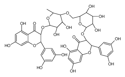 2-(3,5-dihydroxyphenyl)-3-[5-[[(2S,4R,5R,6S)-6-[[2-(3,5-dihydroxyphenyl)-5,7-dihydroxy-4-oxo-2,3-dihydrochromen-3-yl]oxy]-3,4,5-trihydroxyoxan-2-yl]methoxy]-3,4-dihydroxy-6-methyloxan-2-yl]oxy-5,7-dihydroxy-2,3-dihydrochromen-4-one Structure