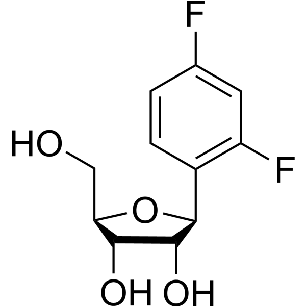 (1S)-1,4-Anhydro-1-C-(2,4-difluorophenyl)-D-ribitol结构式