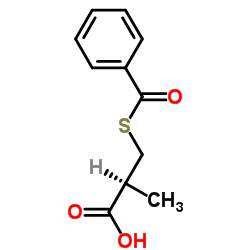 (S)-(-)-3-苯甲酰巯基-2-甲基丙酸(佐芬普利中间体)结构式
