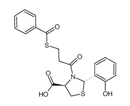 (4R)-3-(S-benzoyl-3-mercaptopropanoyl)-2-(2-hydroxyphenyl)-4-thiazolidinecarboxylic acid结构式