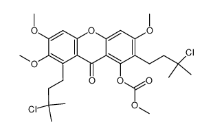 1,7-bis-(3-chloro-3-methylbutyl)-2,3,6-trimethoxy-8-methoxycarbonyloxyxanthen-9-one结构式