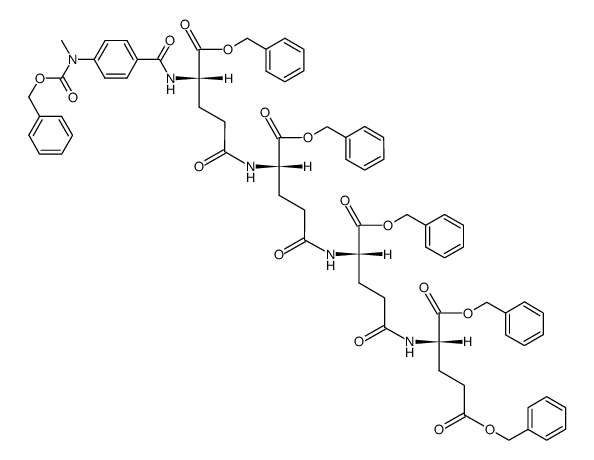 pentabenzyl (3S,8S,13S,18S)-1-(4-(((benzyloxy)carbonyl)(methyl)amino)phenyl)-1,6,11,16-tetraoxo-2,7,12,17-tetraazaicosane-3,8,13,18,20-pentacarboxylate结构式