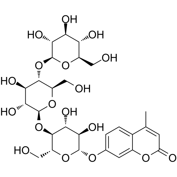 4-甲基伞形酮-Β-D-纤维三糖苷结构式