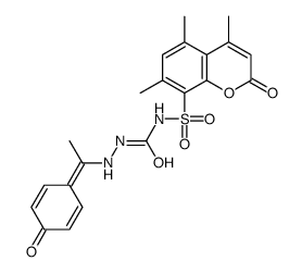 3-[1-(4-oxo-1-cyclohexa-2,5-dienylidene)ethylamino]-1-(4,5,7-trimethyl-2-oxo-chromen-8-yl)sulfonyl-urea结构式