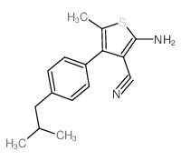 2-氨基-4-(4-异丁基苯基)-5-甲基噻吩-3-甲腈结构式