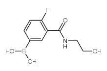 4-氟-3-(2-羟基乙基氨甲酰基)苯硼酸结构式