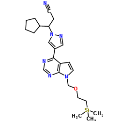 3-Cyclopentyl-3-[4-(7-{[2-(trimethylsilyl)ethoxy]methyl}-7H-pyrrolo[2,3-d]pyrimidin-4-yl)-1H-pyrazol-1-yl]propanenitrile structure