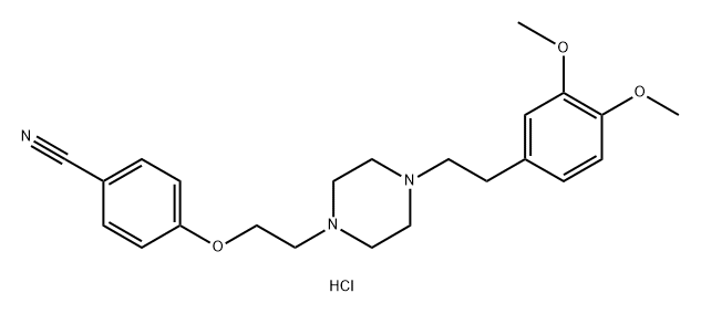 Benzonitrile, 4-[2-[4-[2-(3,4-dimethoxyphenyl)ethyl]-1-piperazinyl]ethoxy]-, dihydrochloride结构式