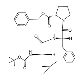N-(tert-butyloxycarbonyl)-L-leucyl-L-phenylalanyl-L-proline benzyl ester结构式