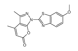 1-(6-methoxy-1,3-benzothiazol-2-yl)-3,4-dimethylpyrano[2,3-c]pyrazol-6-one Structure