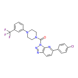 (5-(4-氯苯基)-3H-[1,2,3]三唑并[4,5-b]吡啶-3-基)(4-(3-(三氟甲基)苯基)哌嗪-1-基)甲酮结构式