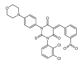 (5Z)-1-(2,3-dichlorophenyl)-3-(4-morpholin-4-ylphenyl)-5-[(3-nitrophenyl)methylidene]-2-sulfanylidene-1,3-diazinane-4,6-dione结构式