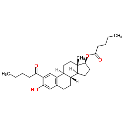 (17β)-3-Hydroxy-2-pentanoylestra-1,3,5(10)-trien-17-yl valerate Structure